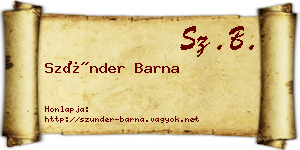 Szünder Barna névjegykártya